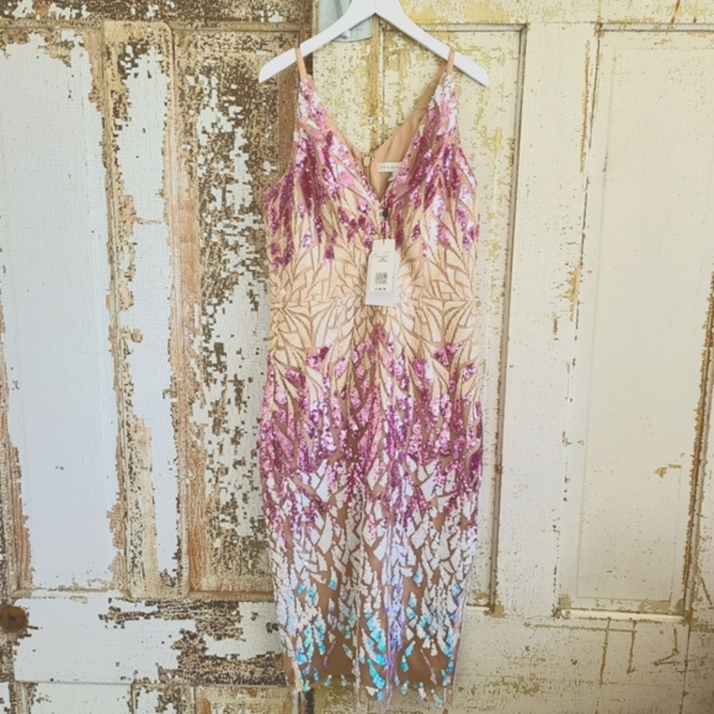 NWT Dress the Population Multi Dress Sz M